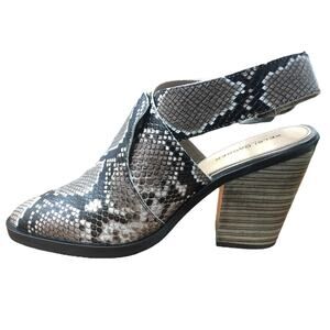 Kelsi Dagger Brooklyn Wade Taupe Snakeskin Leather Slingback Mule Sandals 10